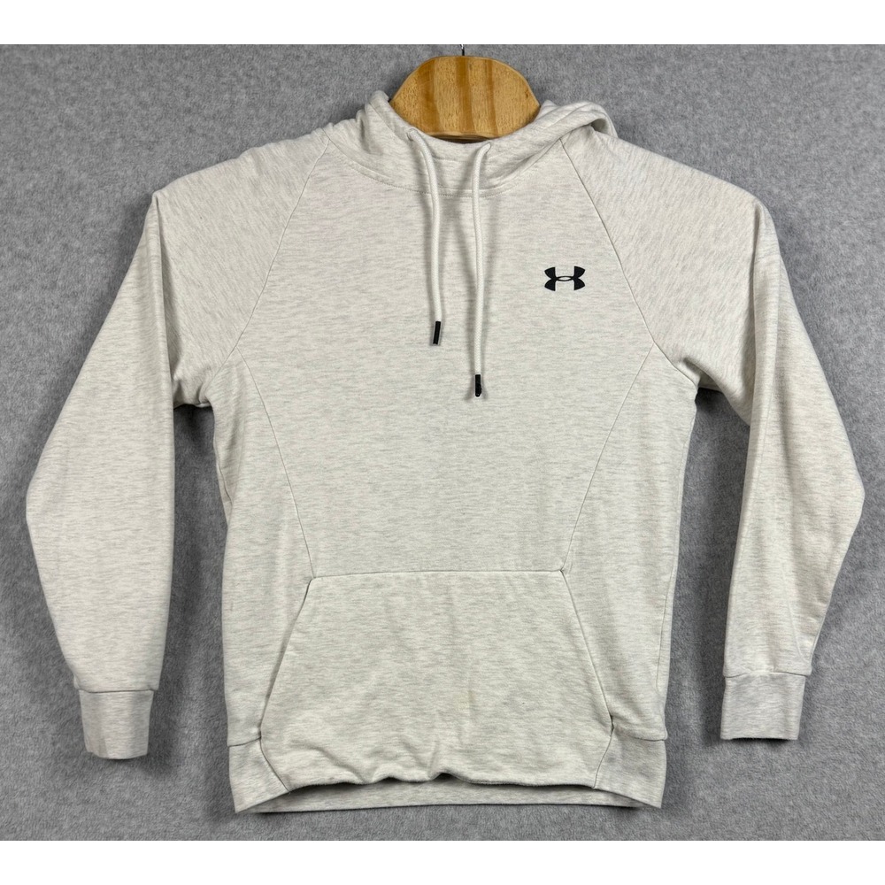 Under Armour Hoodie Mens Small Gray ColdGear Pullover Logo Loose Fit